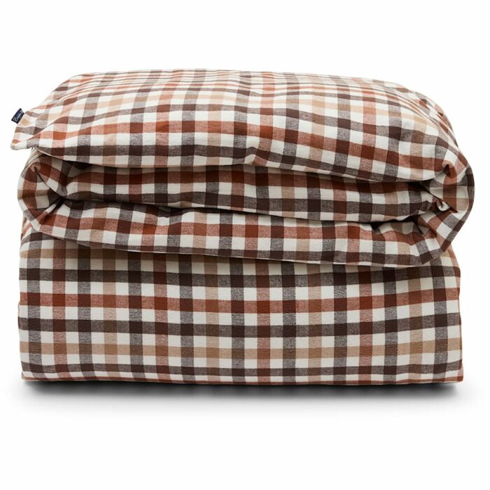 LEXINGTON RUST BROWN/WHITE CHECKED COTTON FLANNEL DUVET COVER 160X210(H)