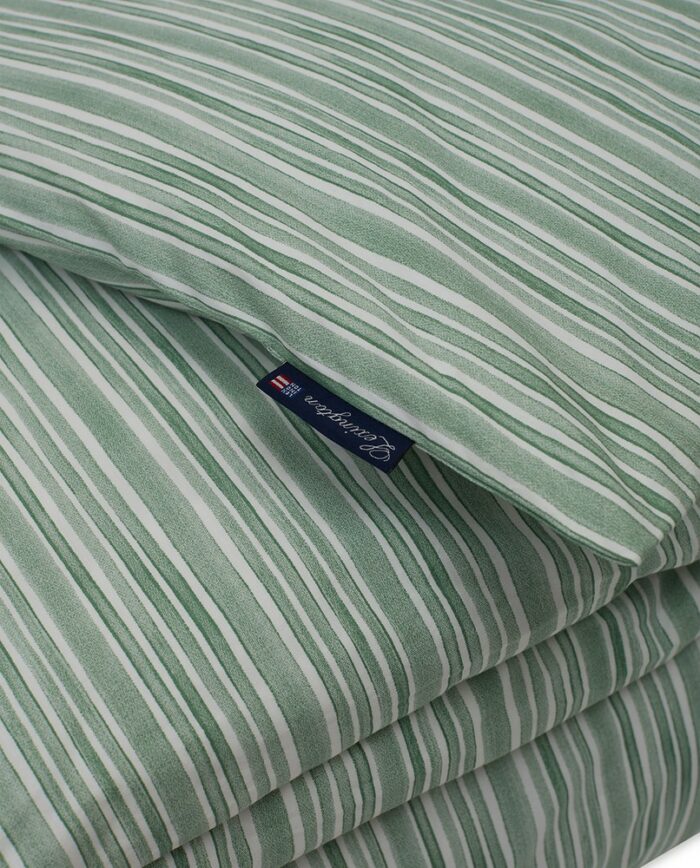 Green/White Striped Cotton Poplin Bed Set 65x100/160x210